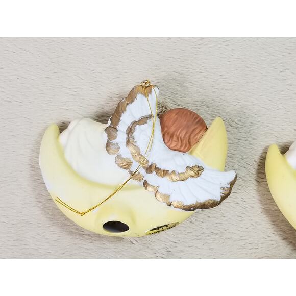 Angels Cherub Christmas Tree Ornaments 3 1/2" Ceramic 80s Collectible x3 Vintage - Picture 11 of 15